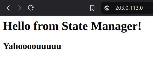 Application output when visiting the website